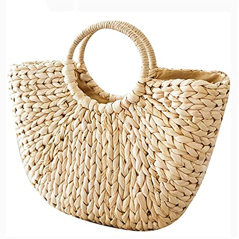 LEFAH Geflochtene Strohtasche Strohbeutel for Frauen Sommer Rattan Tasche handgemachte gewebe strandsack Bohemia Bali Handtasche bolsos Strandtasche groß (Color : Big Khaki)