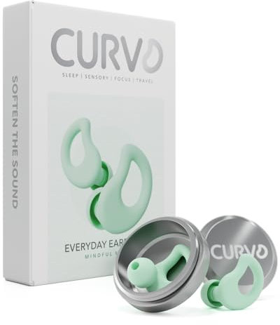 CURVD Everyday Earplugs – Ultra Soft, Customizable Sleep, Travel, Sensitivity, Noise Protection, for Sound Canceling Isolation, up to -30dB Reduction, NRR 15, Reusable and Sustainable (Mint)