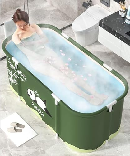 Tragbares Badewannen-Kit, faltbare Einweichbadewanne für Erwachsene, Einweichen Stehbadewanne für Duschkabine, separates Familienbadezimmer, SPA-Wanne, ideal für heißes Bad, Eisbad (Panda)