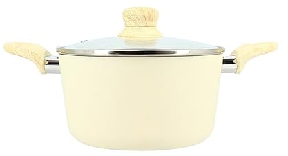 MENASTYL - Faitout 20cm Colorama crème - En Aluminium - Revêtement antiadhésif en céramique - Tous feux dont induction