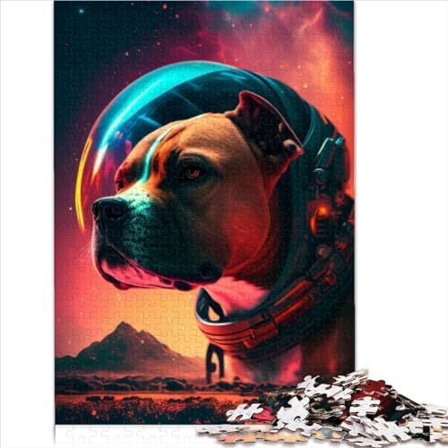WeltraumPitbullPuzzle 1000 Teile für Jugendliche kreatives Holzpuzzle Spielzeug Familienspiel Schwierigkeitsgrad Herausforderungspuzzle 500 Teile (52 x 38 cm)