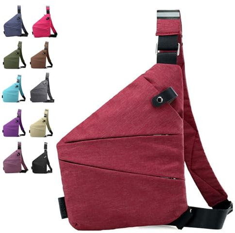 Diebstahlsichere Reisetasche Brusttasche Damen，Anti Theft Travel Bag Diebstahlsichere Tasche Herren，Diebstahlsichere Umhängetasche Bodybag Damen，Anti Diebstahl Tasche Damen (Weinrot)