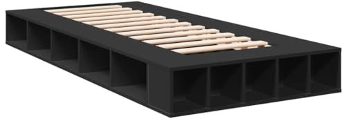 vidaXL Bettgestell, Bett mit Stauraum für Schlafzimmer, Bettrahmen mit Lattenrost, Schlafzimmerbett Einzelbett, Schwarz 90x200cm Holzwerkstoff