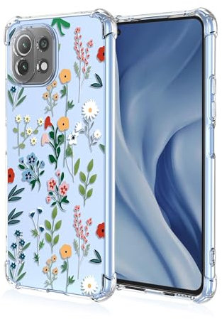 ILING Cover per Xiaomi 11 Lite 5G NE/Xiaomi Mi 11 Lite(4G/5G), Elegante Floreale e Simpatico Animato Motivo Ragazze Custodia, Ultrasottile Transparent Soft TPU Antiurto Silicone Case, Giardino segreto
