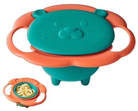 Kinderschüssel ohne Verschütten – Gyro-Snackschale für Kleinkinder, auslaufsichere rotierende Schüssel | Auslaufsicherer, drehbarer Futternapf für Kinder, hitzebeständig, um 360 Grad drehbar, unterhal