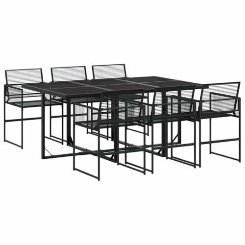 vidaXL Garten Essgruppe 7-TLG., Gartenmöbel Set Tisch 6 Stühle, Sitzgruppe für Garten Terrasse, Gartengarnitur Sitzgarnitur, Schwarz Poly Rattan