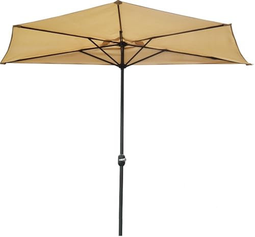 HAEKEBC Halbrund Sonnenschirm 270cm Halbschirm Balkonschirm Terrassen Tischschirm, Marktschirm Mit Kurbel, Wandschirm Für Fenster(270cm/9ft)