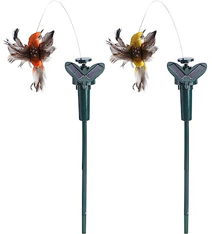 Ornamento de jardín de pájaros voladores 2 Piezas Solar o batería aleteo de colibríes de jardín con estacas de pájaros voladores de 40 cm para el Patio para el jardín de Bodas al Aire Libre