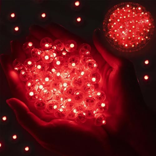 GoldRock LED Ballons Lichter,100 Stk Mini Led Licht,Leuchtende Luftballons,Led Luftballons Leuchtend,Ballonlichter Rot,Led Luftballon für Geburtstag Hochzeit Halloween Weihnachten Karneval Party Deko