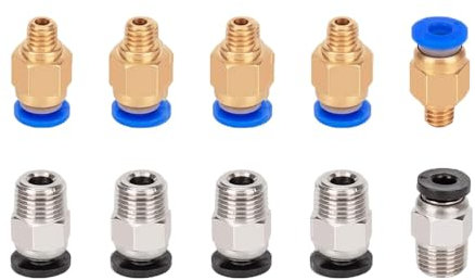 Aiqeer 10 Pièces 3D Imprimante Pneumatique Connecteurs Set (5 Pièces PC4-M6 Pneumatique Rapide Raccord et 5 Pièces PC4-M10 Pneumatique Droit Raccord)