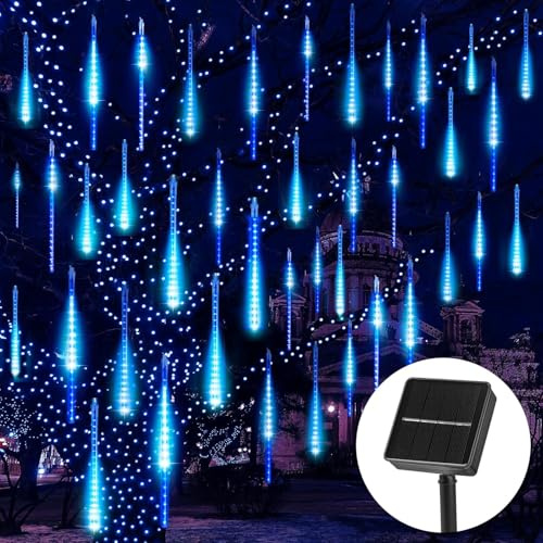 ATFKZADV Guirnalda Luces Solar Meteoros Lluvia Luces Exterior con Larga Duración 24-48 Horas，Luces de Ducha de Meteoritos IP65 Impermeables para Árbol de Navidad Jardín Patio Bodas Fiesta