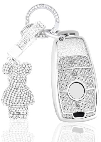 OFF WE GO Coque Clé Etui Cles pour Mercedes Benz A B C E G S SL CLS Klasse SLC CLA GLB GLC GLE GLS W205 S205 C205 A205 C260L Étui Clés Boitier Clé Voiture Protecteur Clé Voiture avec Porte-clés, Blanc