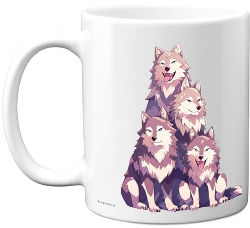 Wolf Gifts – Pyramide der Tiere – Happy Birthday Geschenke Wolf Muttertagsgeschenke Geschenk Vatertag 325 ml Keramik spülmaschinenfest Premium-Tassen