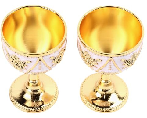 Cazas de Vino de Metal Vintage, Juego de Copa de Vino de Metal Vintage, Copa de Lujo para té de café, Adorno Decorativo Exquisito para Bar en el Hogar (A)