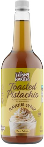 Skinny Barista Toasted Pistachio Syrup Zero Calorie 1L - Sugar Free Syrup | Zero calorie syrup for coffee, tea, hot chocolate, protein drinks, desserts and baking. Vegan, gluten-free and fat-free.
