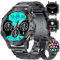 SUNKTA Montre Connectée Homme avec Appel Bluetooth pour Android iOS 400 mAh Smartwatch Homme en Acier Noir,Calories/pédomètre/fréquence Cardiaque/Moniteur de Sommeil, 100+ Mode Sport,2 Bracelets