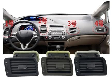Salida de ventilación del aire acondicionado del lado del conductor y del pasajero compatible con Honda Civic FA1 FD1 FD2 2006 2007 2008 2009 2010 2011. Diseño de coche.(Style 3 (Brown))