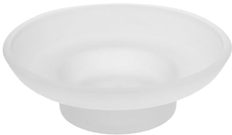 Garneck Glass Soap Dish: 11cm Frosted Round Sopa Tray Holder for Bathroom Shower Kitchen Sink Countertop washroom accessory 1Pc