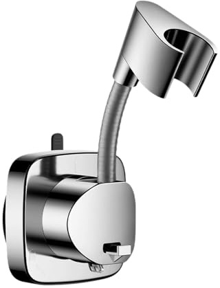 360° Rotatable Shower Head Holder with Suction Cup, Waterproof Removable Shower Holder for Bathroom, No-Drill Installation, Silver