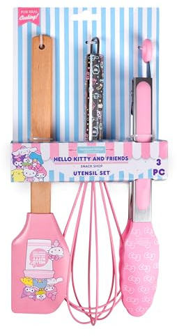 Handstand Kitchen Hello Kitty and Friends Snack Shop Kitchen Utensil Set with 10.75 Tongs, 10.75 Spatula and 11 Whisk