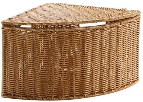 SiaBiced Aufbewahrungskorb Fanform Ecke Organizer Dreieckige Aufbewahrungsbox mit Griff Stabiles PP Geflecht für Garderobe Wohnbereich Badezimmer Schlafzimmer, Höhe 21 cm