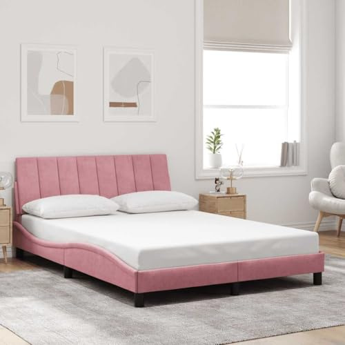 Frdhee Cornice per letto di grandi dimensioni, senza materasso, rosa, 120 x 200 cm, in velluto per piccoli spazi