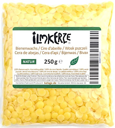 Ilmkerze® Bienenwachs Pastillen gelb 250 g | Natur | ideal für Kosmetik Seifen Salben Wachstücher Kerzen Formkerzen Ziehkerzen Kerzengießen