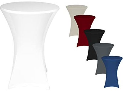 TexDeko® 2er-Set Stretch Stehtischhusse für Bistrotisch Ø 80-85 cm Weiß | Öko-Tex Siegel strapazierfähig verstärkte Fußtaschen bügelfrei waschbar