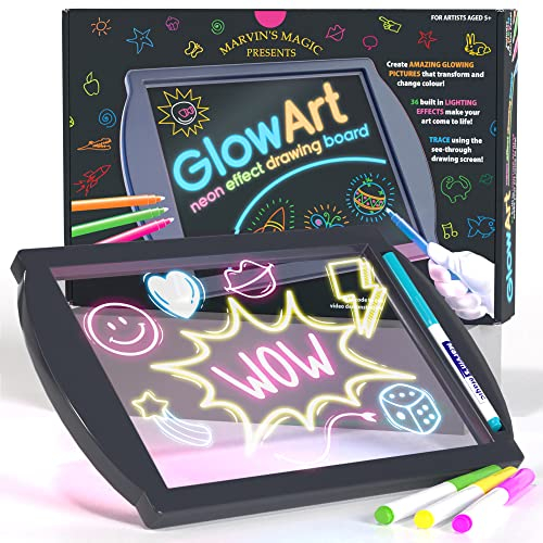 Marvin's Magic - Neon Glow Craft Kit Set - Light Up Tracing Pad - Drawing Tablet Kids - Neon Magic Kit - Childrens Craft Set - Battery Powered Doodle Pad - Glow Art Neon Drawing Board