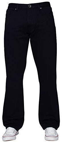 ENZO Mens Classic Straight Leg Regular Fit Denim Jeans (36W x 32L, Black)