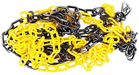 iplusmile Kunststoff-Sicherheitskette, Absperrkette Kunststoff, Einfahrt Kettenschutz 6 Meter Schwarz und Gelb Kunststoff-Gliederkette Warnkette