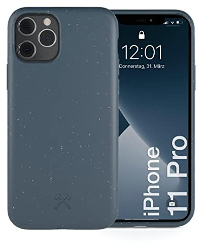 Woodcessories - Antibakterielle Bio Hülle kompatibel mit iPhone 11 Pro Hülle blau - Plastikfrei, nachhaltig aus pflanzlichen Materialien