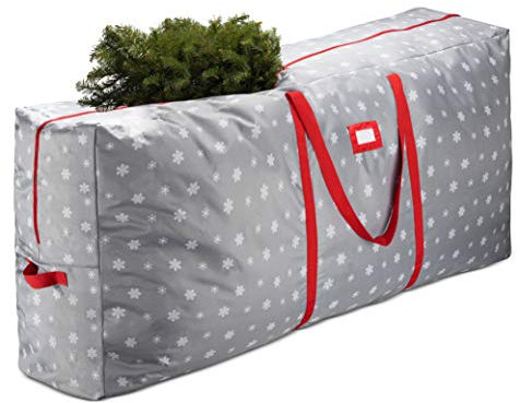 Premium Jumbo Christmas Tree Storage Bag - Snowy Lane Design - Fits Up to 9 FT. Artificial Christmas Trees, Durable Handles, Dual Zipper & Card Slot - 600D Oxford Tear Proof Xmas Bag - 5 Year Warranty