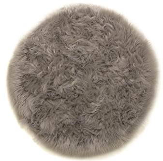 andiamo Teppich Kunstfell Ovium Schaffell Imitat für Wohnzimmer Schlafzimmer auf dem Stuhl, Taupe, Acryl + Polyester, 80 cm