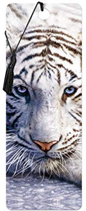 3D LiveLife Lesezeichen - Weiße Tigerruhe von Deluxebase. Ein Tiger-Lesezeichen mit linsenförmigen 3D-Kunstwerken, lizenziert von dem bekannten Künstler David Penfound