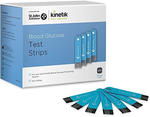 Kinetik Wellbeing Blood Glucose Test Strips, Pack of 50 - Compatible with Kinetik Monitor AG-607 - Home Diabetic Glucose Strips Used by the NHS - For Blood Sugar Level Monitors & Diabetes Management