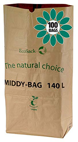 140 Litre x 100 Paper Compostable Wheelie Bin Liners - Biodegradable Sacks/Liners - Bioliner Eco Sack Bags with All-Green Composting Guide