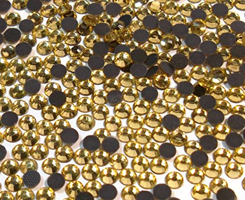 Perlin Hot Fix 4mm Glas Flache Rückseite Strasssteine SS16 2880 Stück Hotfix Steine Runde Kristall Edelsteine (Gold Gelb)