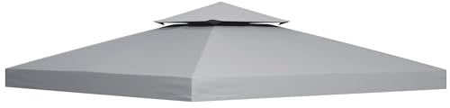 Outsunny 3 x 3(m) Gazebo Canopy Roof Top Replacement Cover Spare Part Light Grey (TOP COVER ONLY)