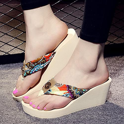 Hausschuhe Pantoletten Slipper Damen Herren Damen High Heel Flip Flops Diagonale Strandsandalen Und Hausschuhe Freizeit Frau Flip Flops-Avorio_36