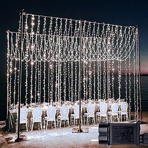 Joycome Lichtervorhang 6m x 3m 600 LED Lichterketten Vorhang, 8 Modi Weihnachtsbeleuchtung Strombetrieben Wasserdicht Lichterkette für Wand Zimmer Balkon Außen Innen Weihnachtsdeko - Weiß