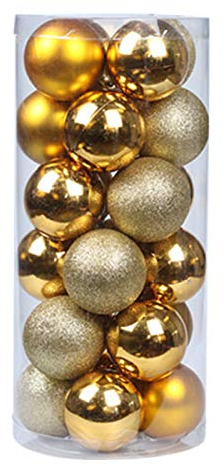 Weihnachtskugeln, 24er Weihnachtsdeko matt glanzend glitzernd Christbaumkugel Anhänger Baumschmuck Weihnachten Weihnachtsbaum Deko Christbaumkugeln Weihnachtskugel (Gelb, 3cm)