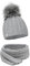 ELIMELI® Kaschmir Mütze Schal Damen Winter Kombi Set - warme Strickmütze mit Kunstfell Bommel - 3-teilig, Winterset Wintermütze passender Schal Wollmütze Beanie Slouch Strick Made in EU - grau