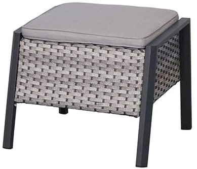 PLOß Louvra 2 Design-Fußhocker, Natur-anthrazit, Polyrattan, 59x55x46cm, inkl. Polster