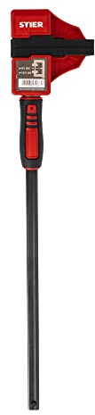 STIER Kompaktzwinge, optimal für Arbeiten auf engem Raum, 450 mm Spannweite, 60 mm Ausladung, große Spannbacken