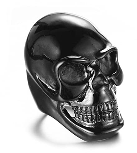 Daesar Herren Ring Edelstahl, Schwarz Ringe Partnerringe Personalisiert Punk Totenkopf Ring Gr.60 (19.1)
