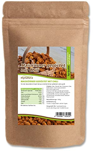 Mynatura Giant Corn Maiskörner geröstet mit CHILI I Getreide I Mais I Salzig I Snack I Vegan I Knusprig I Knabbern I Beutel (3x 1000g)