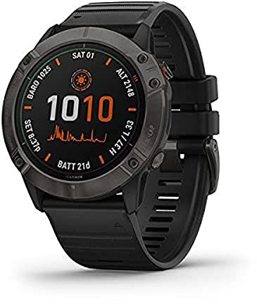 Garmin Fenix 6X Solar Titanium DLC Black/Grey, 010-02157-21 (Renewed)