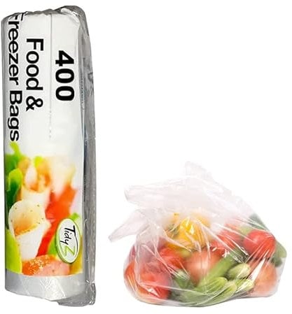 400 Food and Freezer Bags Plastic Bags on Roll Sandwich Fruit Packed Fridge Freezing Storage Bags Clear Multi Use Food Storage Bags Storage Pouches Fresh Lunch Bags On Roll Used Standard Strength