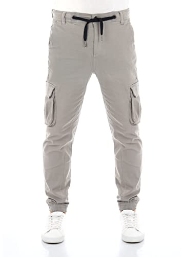 riverso Cargohose Herren Stretch RIVHanno Slim Fit Cargo Hose Taschen Grau w36, Größe:W 36, Farbe:Frost Grey